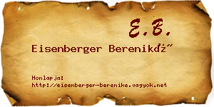 Eisenberger Bereniké névjegykártya